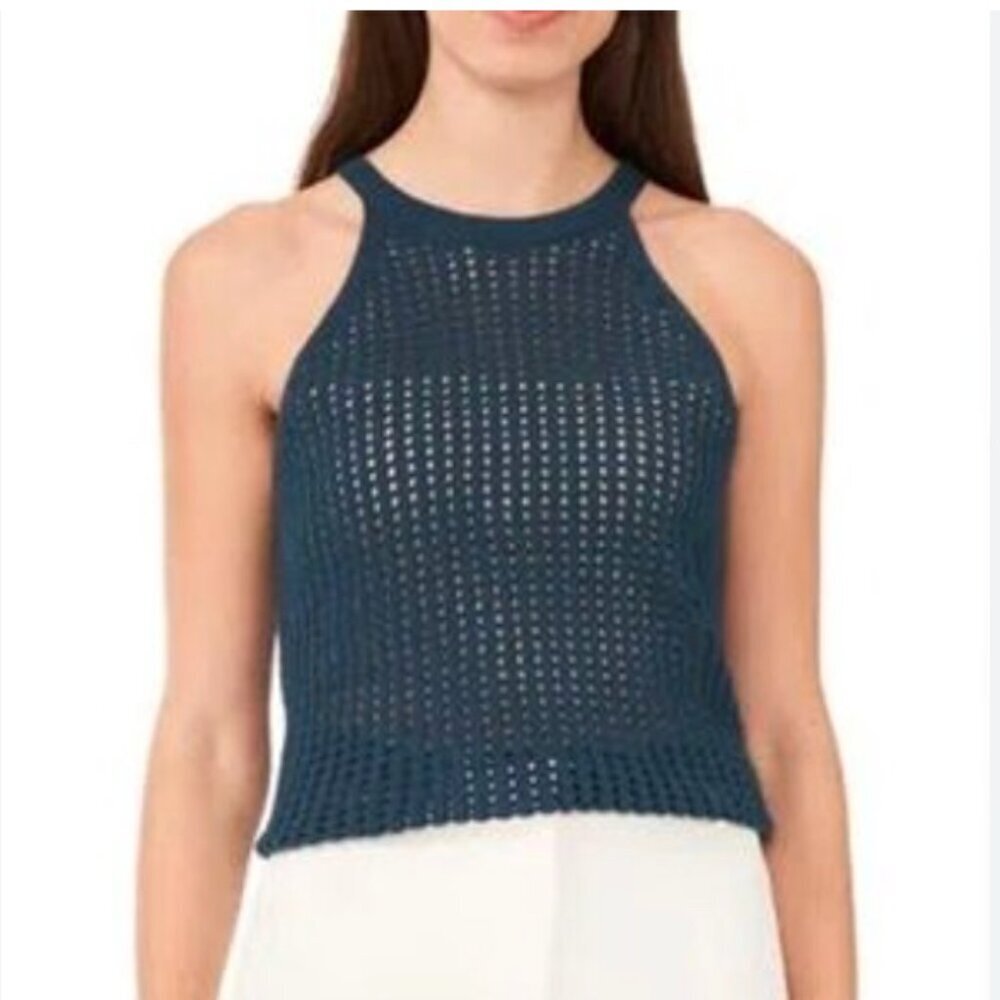 NWT Halogen Blue / Green Crochet Tank Top Size large